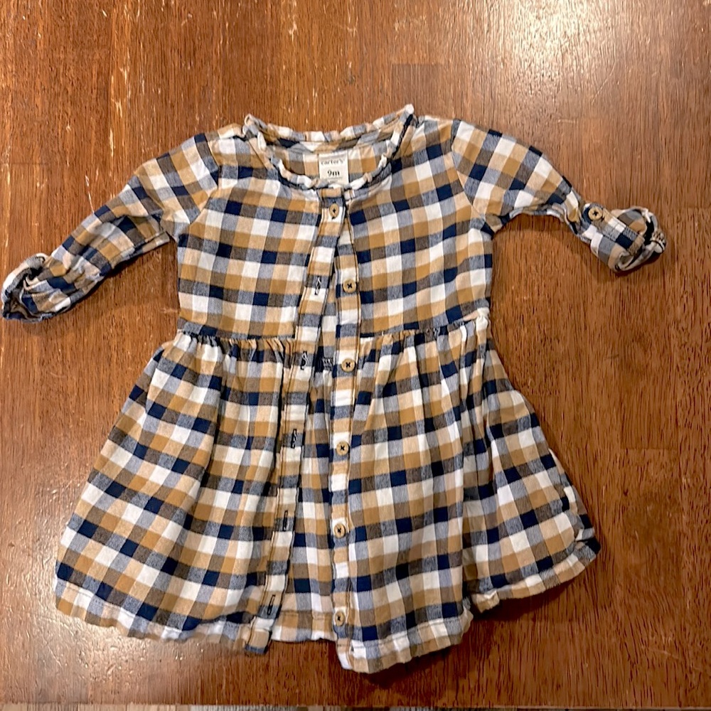 Carter’s 9M Blue, Yellow, White Plaid Baby Button Down Blouse